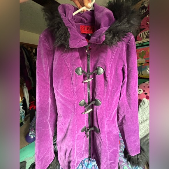 Tripp NYC Purple Velvet Coat - Picture 1 of 11